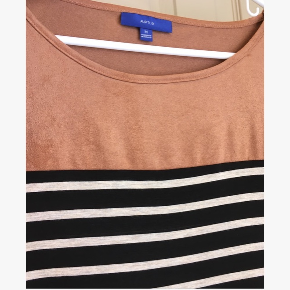 Suede & Jersey Stripe Dress - Picture 4 of 5